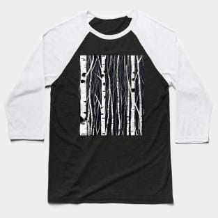 black and white dark birch forest, minimalistic vector design Baseball T-Shirt